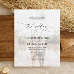 Budget Chic Script Photo Wedding Invitation<br><div class="desc">Cherish memories without breaking the bank with our budget-friendly wedding postcard invitation! Meticulously designed, it marries the timeless elegance of a serif font with the contemporary charm of a modern script adorned with whimsical swirls. Your love story takes centre stage as the text thoughtfully overlays your personalized full-size photo, capturing...</div>