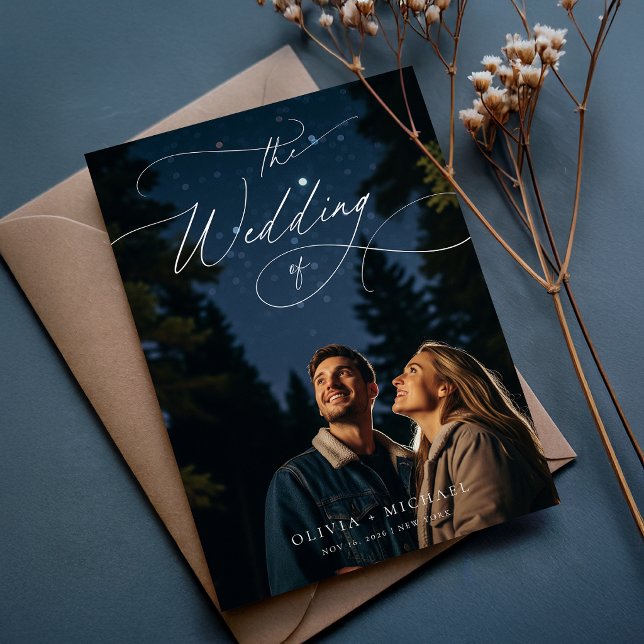 Budget Chic Script Romantic Wedding Photo Invites (Creator Uploaded)