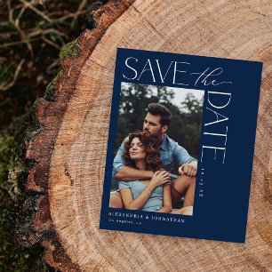 Budget Chic Stylish Mod Photo Save the Date 2 Navy Flyer