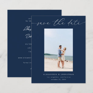 Budget Chic Stylish Mod Photo Save the Date 3 Navy