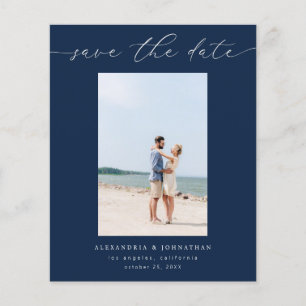 Budget Chic Stylish Mod Photo Save the Date 3 Navy Flyer