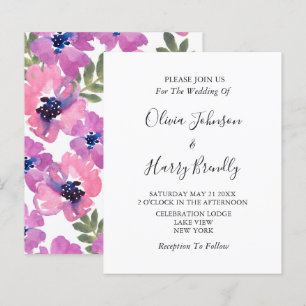 Budget Chic Watercolor Floral Wedding Invitation