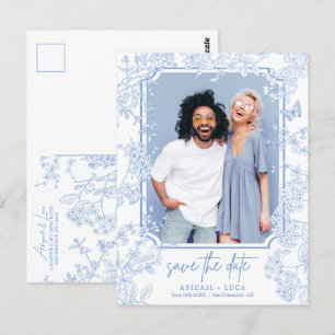 Budget Chinoiserie Toile Wedding Save Date Photo Postcard