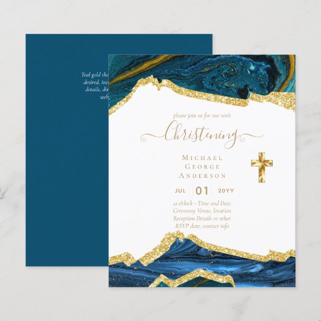 BUDGET CHRISTENING Invite Baptism Bautizo Bautismo (Front/Back)