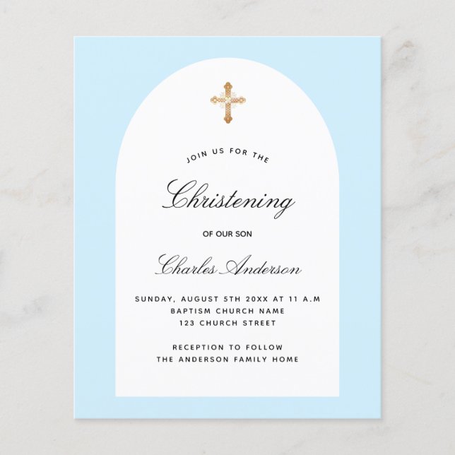 Budget christening light blue white arch boy (Front)