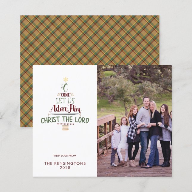 Budget Christian Christmas Photo Plaid Holiday (Front/Back)