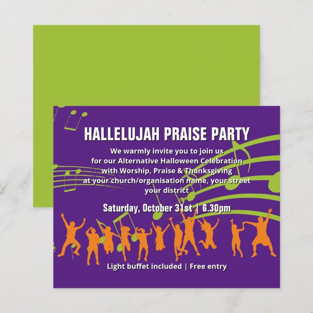 Budget Christian Halloween PRAISE PARTY Invitation (Front/Back)