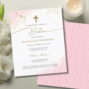 Budget Christian Pink Gold Cross Girl Bautizo