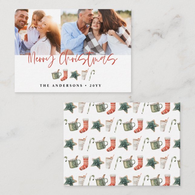 budget Christmas cookie drinks candy cane holiday Card (Front/Back)