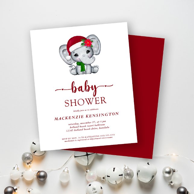 Budget Christmas Elephant Baby Shower Invitation (Creator Uploaded)