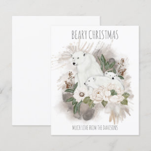 Budget Christmas Family Name White Polar Bear Card