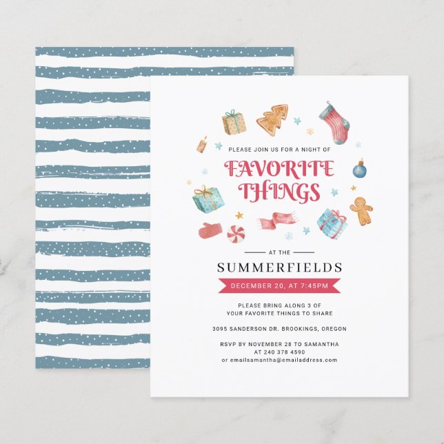 Budget Christmas Favourite Things Holidays Invite (Front/Back)