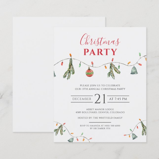 Budget Christmas Holiday Office Party Invitation (Front/Back)
