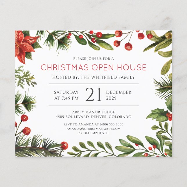 Budget Christmas Holiday Office Party Invitation Flyer (Front)