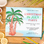 Budget Christmas In July Party Palm Trees Invite<br><div class="desc">This budget Christmas in July party invitation is decorated with watercolor blue sky, palm trees with lights, and baubles. Easily customizable. Use the Design Tool to change the text size, style, or color. Because we create our artwork you won't find this exact image from other designers. Original Watercolor © Michele...</div>