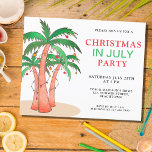 Budget Christmas In July Party Palm Trees Invite<br><div class="desc">This budget Christmas in July party invitation is decorated with watercolor palm trees with lights and baubles.
Easily customizable.
Use the Design Tool to change the text size,  style,  or colour.
Because we create our artwork you won't find this exact image from other designers.
Original Watercolor © Michele Davies.</div>
