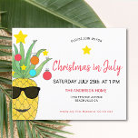 Budget Christmas In July Pineapple Party<br><div class="desc">Budget Christmas In July Pineapple Party Invitation. Invite family and friends to your Christmas Summer Celebration with these fun, cute festive invitations. They are decorated with a brightly coloured watercolor of a yellow pineapple decorated as a Christmas Tree and wearing sunglasses! All the text is customizable so you can change...</div>