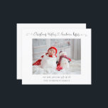 Budget Christmas Newborn Photo Stats Holiday Card<br><div class="desc">Christmas Newborn Photo Stats Holiday Card. A budget price SMALLER 4.5” x 5.6” flat card for your festive greetings and to announce your happy news of your precious baby at the same time. On a shiny SEMI GLOSS 110 lb card stock (similar to the thickness of a postcard) PLEASE NOTE:...</div>