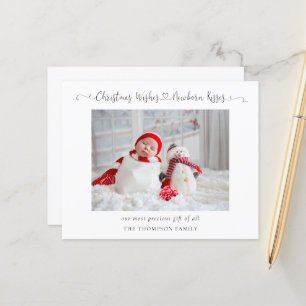 Budget Christmas Newborn Photo Stats Holiday Card