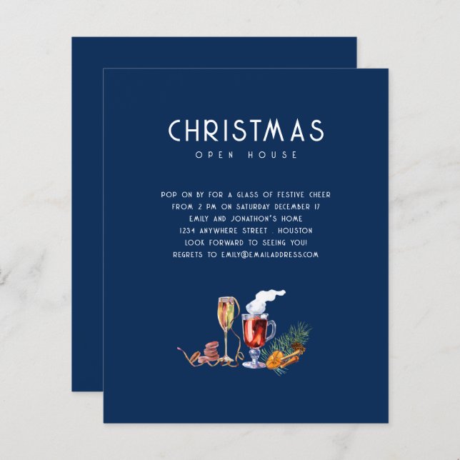 Budget Christmas Open House Drinks Blue (Front/Back)
