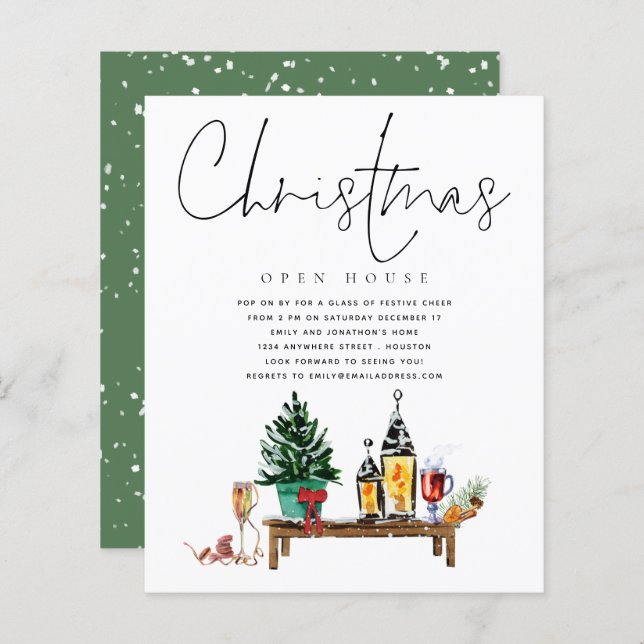 Budget Christmas Open House Lanterns Invitation (Front/Back)