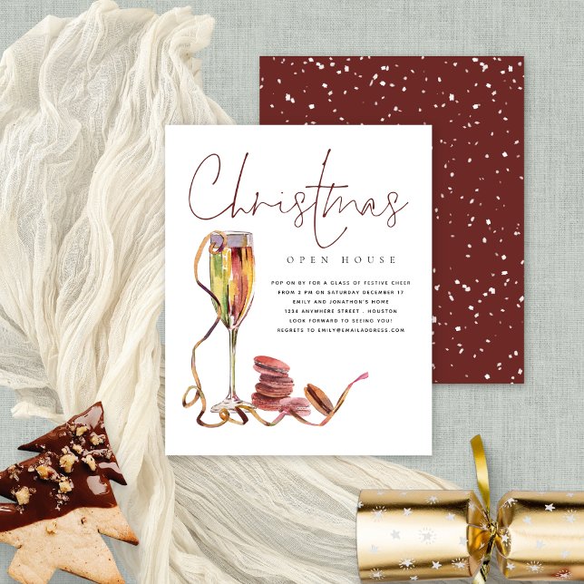 Budget Christmas Open House Script Invitation (Budget Price smaller 4.5 x 5.6" alternative)