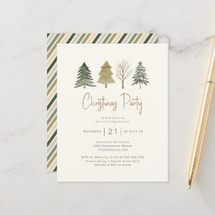 Budget Christmas Party Watercolor Pine Trees