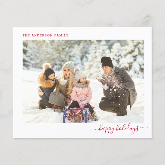 Budget Christmas Photo Modern Minimal 2024 Card (Front)