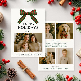 Budget Christmas Plaid Photo Holiday Flat Card
