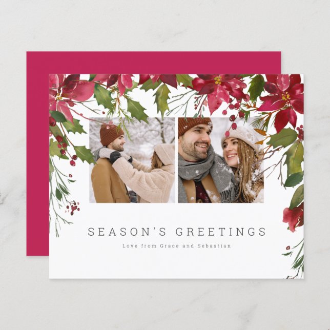 BUDGET Christmas Poinsettia Photo Personalized (Front/Back)