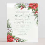 Budget Christmas Poinsettia Wedding Invitation<br><div class="desc">Beautiful affordable wedding invitation featuring hand-painted botanical watercolor illustrations of poinsettia flowers,  winter greenery,  pine and spruce branches and holly berries. Perfect choice for Christmas weddings.</div>