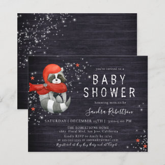 Budget Christmas Raccoon Wood Glitter Baby Shower