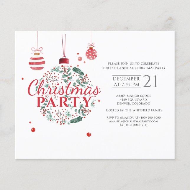 Budget Christmas Red Green Party Flyer (Front)