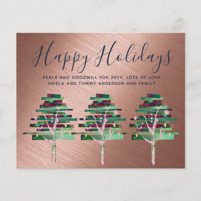 Budget Christmas Rose Gold Invites, Letter (Front)