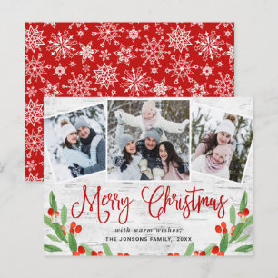 Budget Christmas Rustic 3 PHOTO Greeting Card