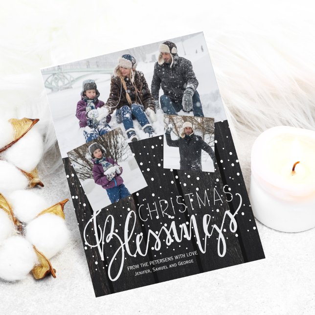 Budget Christmas rustic wood photo Holiday Card (Creator Uploaded)
