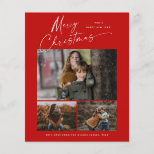 Budget Christmas Script 3 Photo Christmas Card