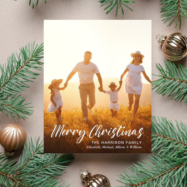 Budget Christmas Script Photo Overlay Holiday Card (Share the love and warmth of the season with your personalized photo Christmas card)