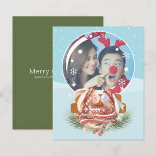 BUDGET Christmas Snow Globe Rabbit Couple Photo