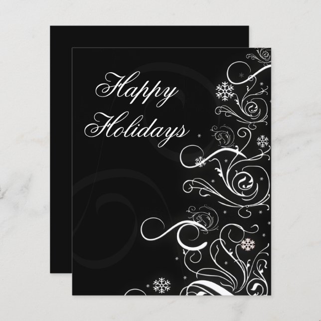 Budget Christmas Tree Black Business Holiday Card (Front/Back)