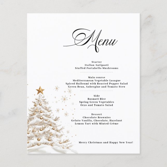 Budget Christmas Tree Menu Card Paper Sheet (Devant)