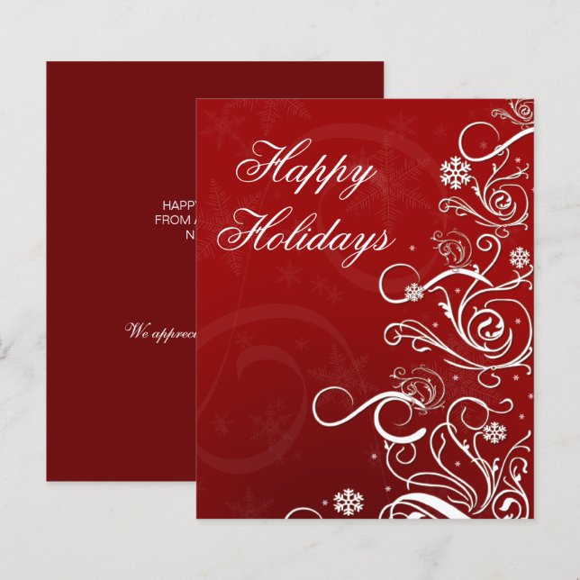 Budget Christmas Tree Red Business Holiday Card (Front/Back)
