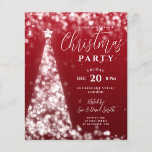 Budget Christmas Tree Red Modern Party Invite Flyer
