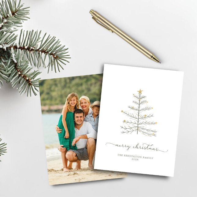 Budget Christmas Tree Script Photo Card (Budget Christmas Tree Script Photo Card)