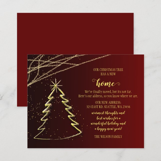 Budget  Christmas Tree We've Moved Holiday Card (Front/Back)