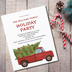 Budget Christmas Vintage Red Truck Invitation 