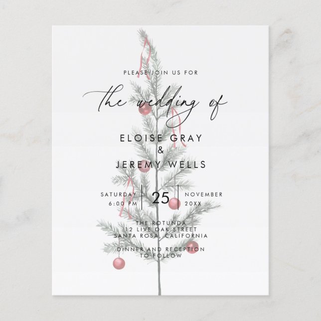 Budget Christmas Wedding Invitation Flyer (Front)