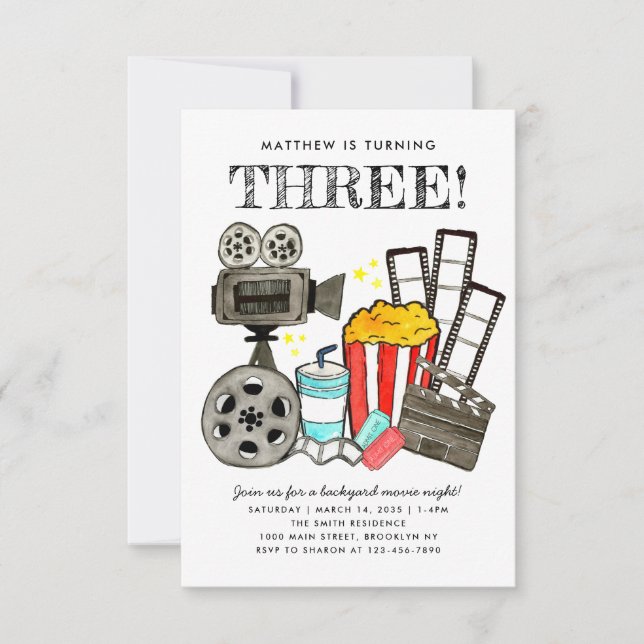 Budget Cinema Movie Night Party Kids Birthday Card (Front)