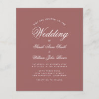 Budget Cinnamon Rose Script Wedding Invitation