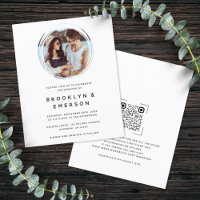 BUDGET Circle Photo QR Code Wedding Invitation